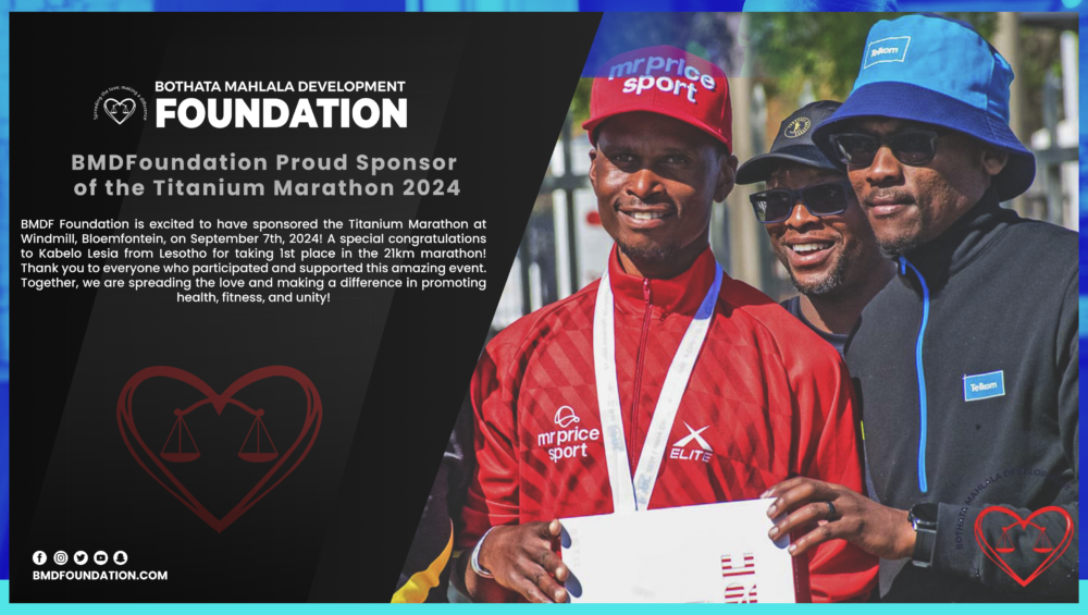 "Proud to have sponsored the Titanium Marathon at Windmill, Bloemfontein! 🎉🏅 Congrats to Kabelo Lesia from Lesotho for taking 1st place in the 21km marathon! 🥇 Together, we’re spreading love & making a difference. 💪❤️